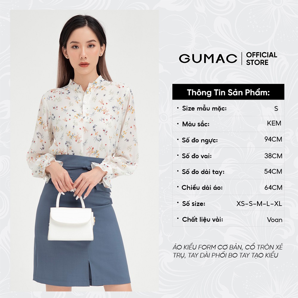 [Mã WABRGU100 giảm 15% đơn 249K tối đa 100k] Áo sơ mi nữ họa tiết hoa GUMAC thiết kế tay dài sang trọng AB493 | BigBuy360 - bigbuy360.vn