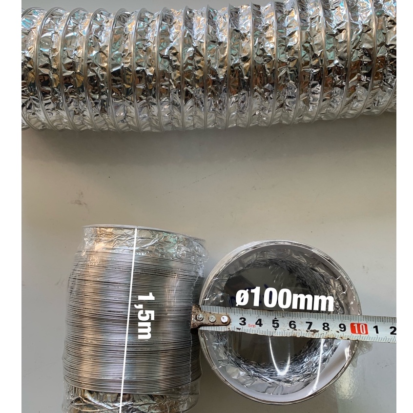 Ống gió mềm nhôm , ống sun bạc, ống dẫn khí, ống thông gió, hút mùi Ø100, Ø125, Ø150, Ø200, Ø250 mm loại dày