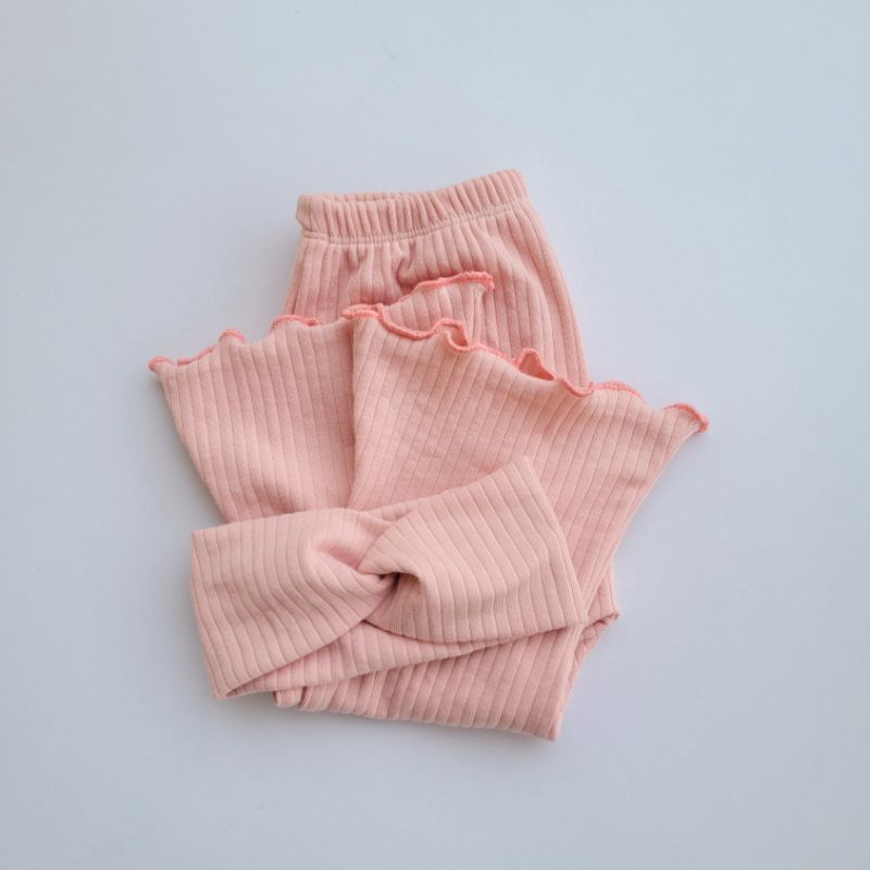 Combo quần ống loe bé gái mix turban chất cotton xuất dư Hàn Chíp chíp shop