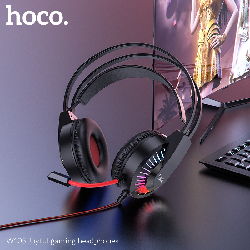 Tai nghe chụp đầu Hoco W105 hỗ trợ đàm thoại,chỉnh âm lượng dây dài 2m cho PC Laptop
