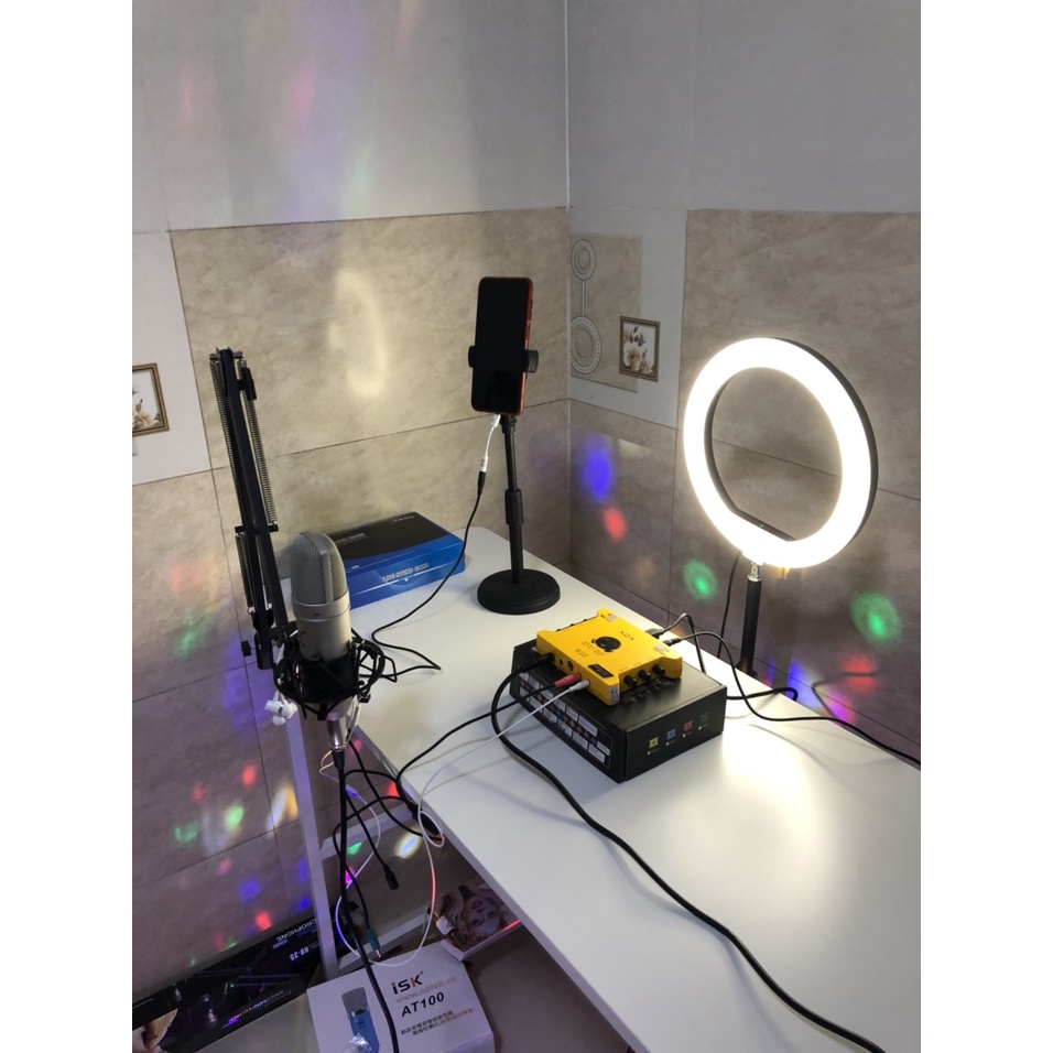 Bộ Combo Mic Thu Âm Hát Livestream Soundcard XOX K10 2020 & Mic ISK AT100 thu âm chuyên nghiệp giá rẻ