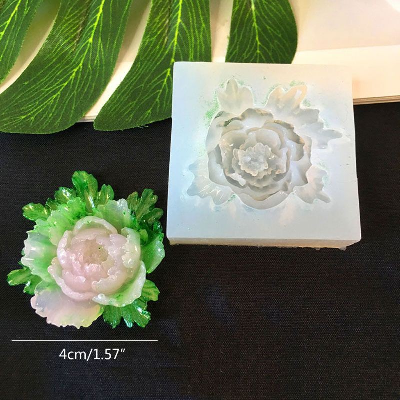 Khuôn silicon làm đồ trang sức bằng nhựa resin không độc hại hình hoa mẫu đơn/ hoa sơn trà/ hoa cúc/ hoa sen