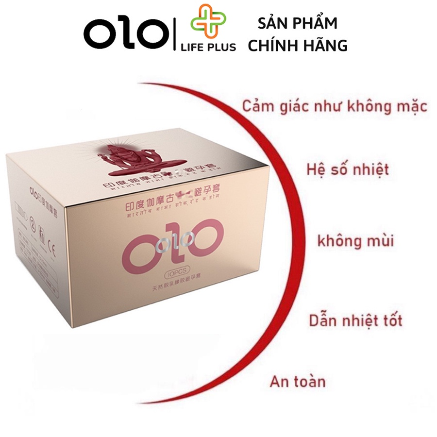 Bao Cao Su Siêu Mỏng OLO Hường Gân Gai Tăng Thời Gian QH, Nhiều Gel, Hộp 10 bcs - Tặng Bao Cao Su LP01 - Life Plus Store