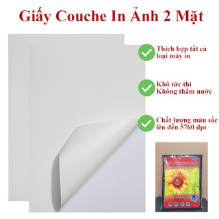Giấy Couche In Ảnh 2 Mặt - A4 - Dùng Cho Máy In Màu - 50 Tờ - 260GSM - Màu Sắc Sinh Động, Không Thấm Nước