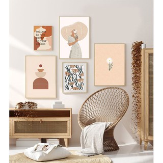 Bộ 5 tranh canvas treo tường cỡ lớn Trang trí decor nhà cửa phong cách hiện đại BOHO - Future Decor