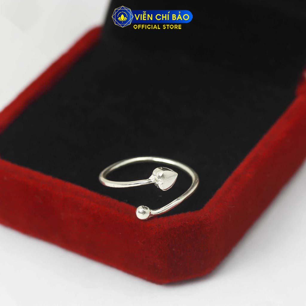 Nhẫn bạc nữ Trái tim bản hở free size chất liệu bạc 925 thời trang phụ kiện trang sức nữ Viễn Chí Bảo N400648