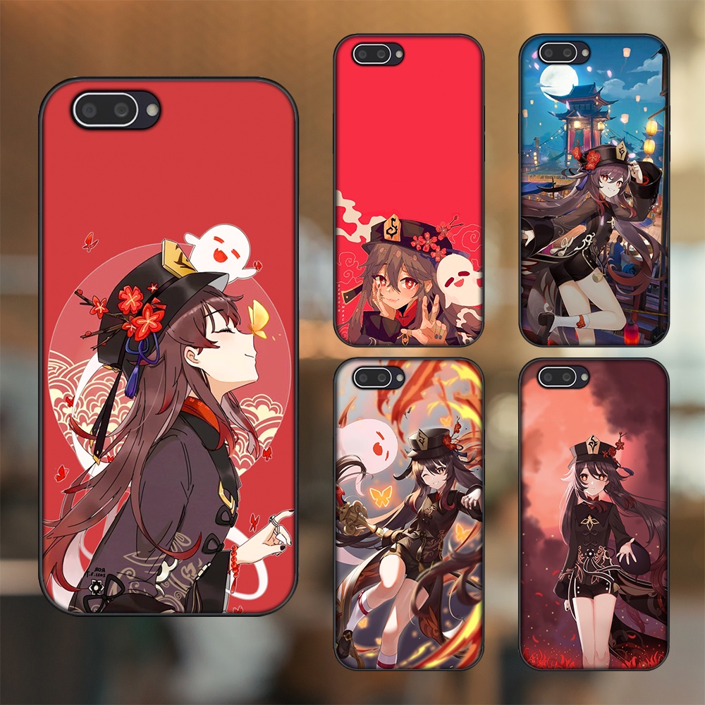 Ốp lưng Oppo A3S viền đen in hình Hutao Genshin Impact