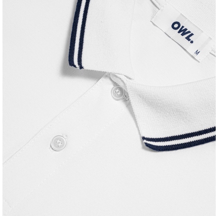 [Mã LTP50 giảm 50000 đơn 150000] OWL BRAND® Striped Polo - Áo thun có cổ màu trắng - OWL170621 | BigBuy360 - bigbuy360.vn