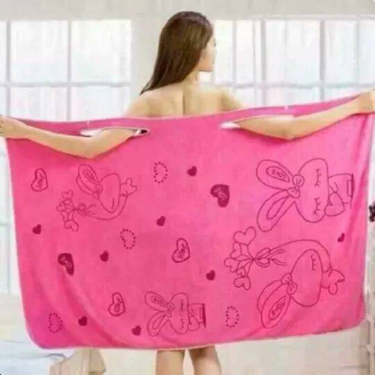 Áo Choàng Tắm Hàn Quốc 2 In 1 TOWEL Chất Liệu 100% Cotton