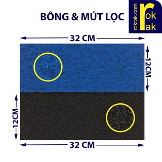Combo Bông gòn lọc xanh & Mút đen size Nhỏ (màu ngẫu nhiên xanh dương hoặc xanh lá) Lọc bể cá