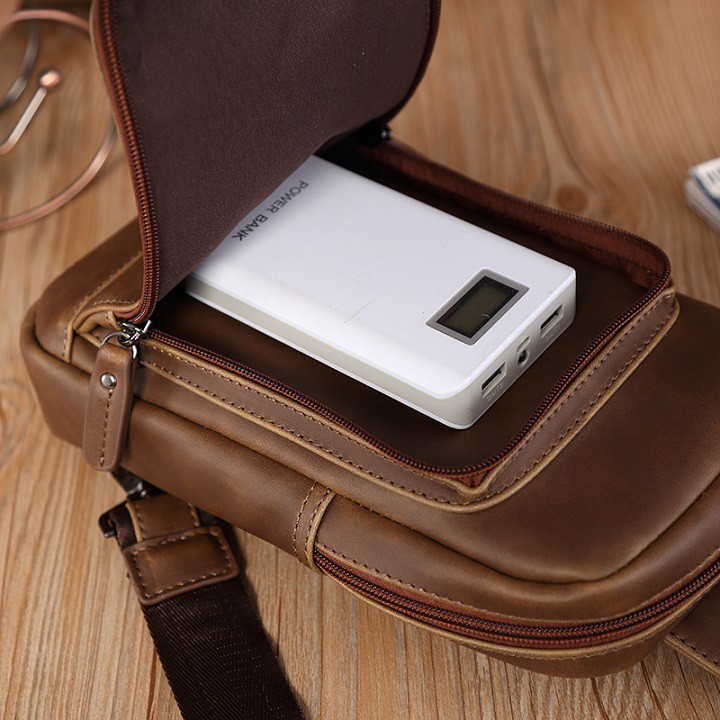 Túi Nam Đeo Chéo Bao Tử Da Bò Sáp BT02 Phong Cách Thời Trang