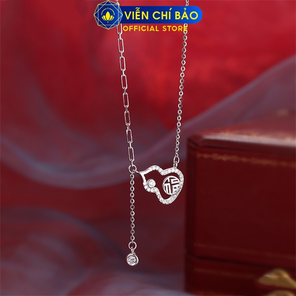 Dây chuyền hồ lô đính đá chữ phúc chất liệu bạc Thái thời trang phụ kiện trang sức Viễn Chí Bảo D000028