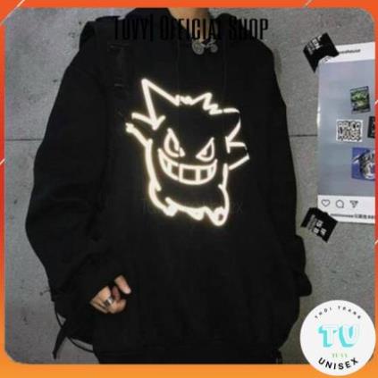 Hoodie nam FREESHIP Áo hoodie nỉ nam nữ form rộng unisex phản quang phát sáng nỉ dày in poocemon nhiều màu