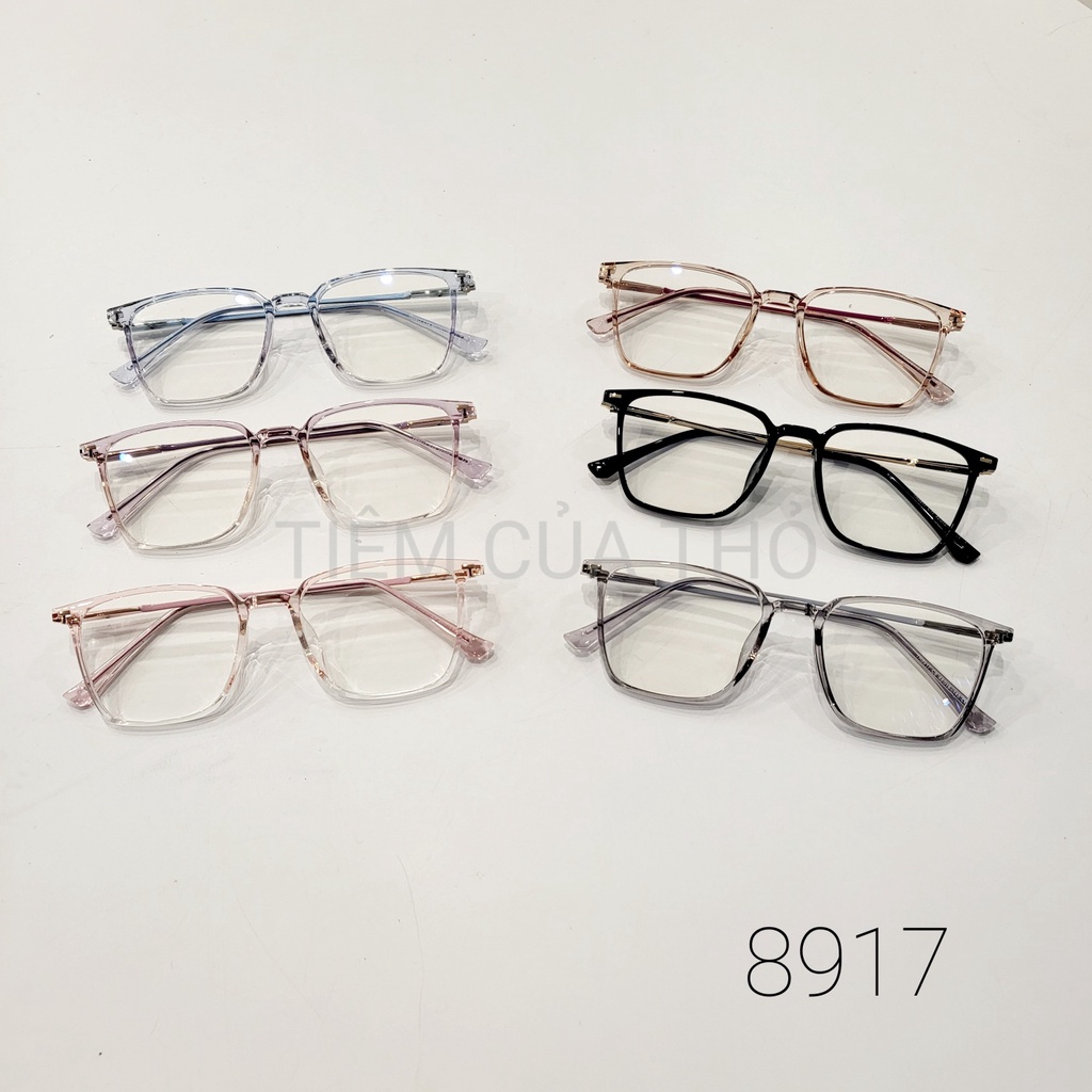 Gọng kính cận nữ, form lục giác cốt kim loại mắt chống UV Tiệm của thỏ 8917