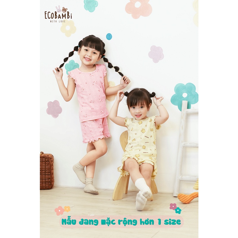 Bộ cotton thun Hàn bé gái Tay Cánh Tiên Ecobambi