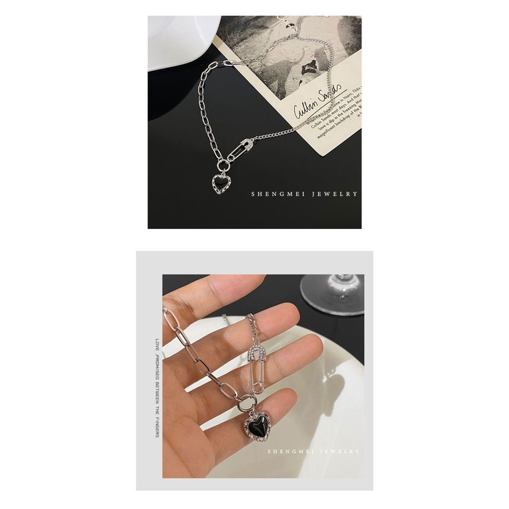 Dây Chuyền Thép Titan Cao Cấp Màu Đen Phong Cách Hip Hop Thời Trang Mùa Hè Cho Nữ