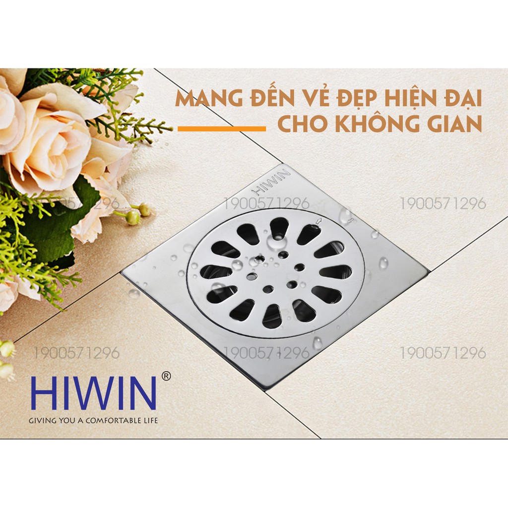 Phễu thoát sàn chống mùi hôi Hiwin FD-1210M inox 304 cao cấp Hiwin kích thước 100x100