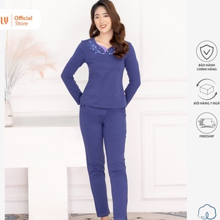 Bộ đồ mặc nhà nữ cotton SUNFLY áo dài quần dài SP1958