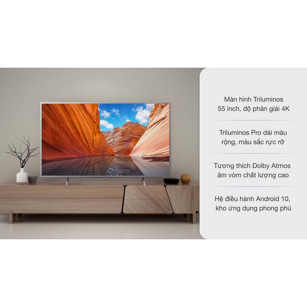 Android Tivi Sony 4K 55 inch KD-55X80J 2021 Viền đen Bản 2021 Màn hình 4K - Showroom Tivi TPHCM