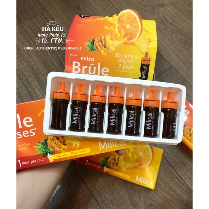 Detox Milical Extra Brule Graisses 7 ống (đốt mỡ, giảm cân) vị cam dứa siêu ngon