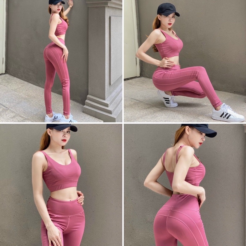Bộ tập bra dây đôi  cài sau thể thao tập gym yoga nữ
