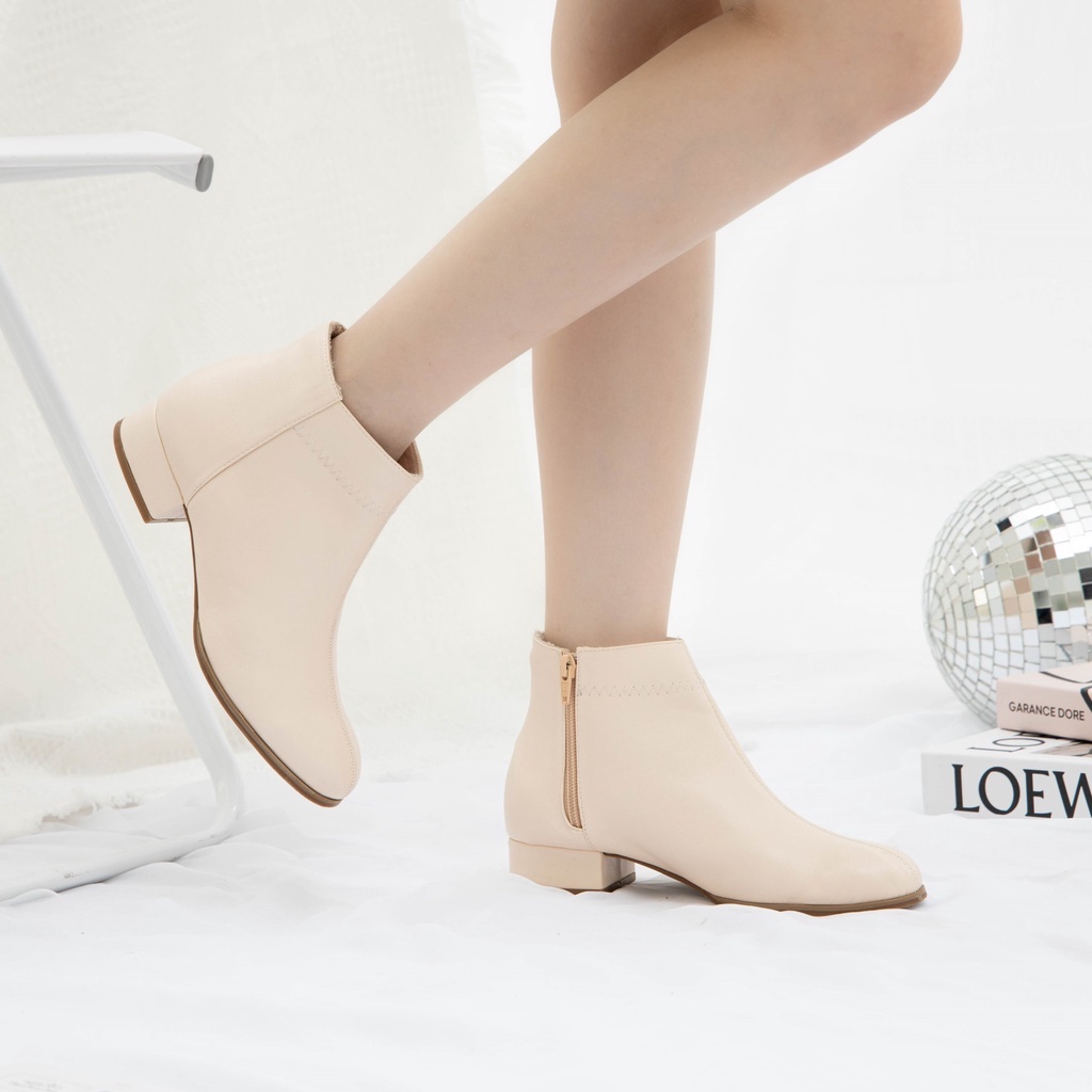 Giày MWC 9102 - Giày Boots Nữ Boots Cổ Thấp Gót Vuông 3 cm Phong Cách Hàn Quốc