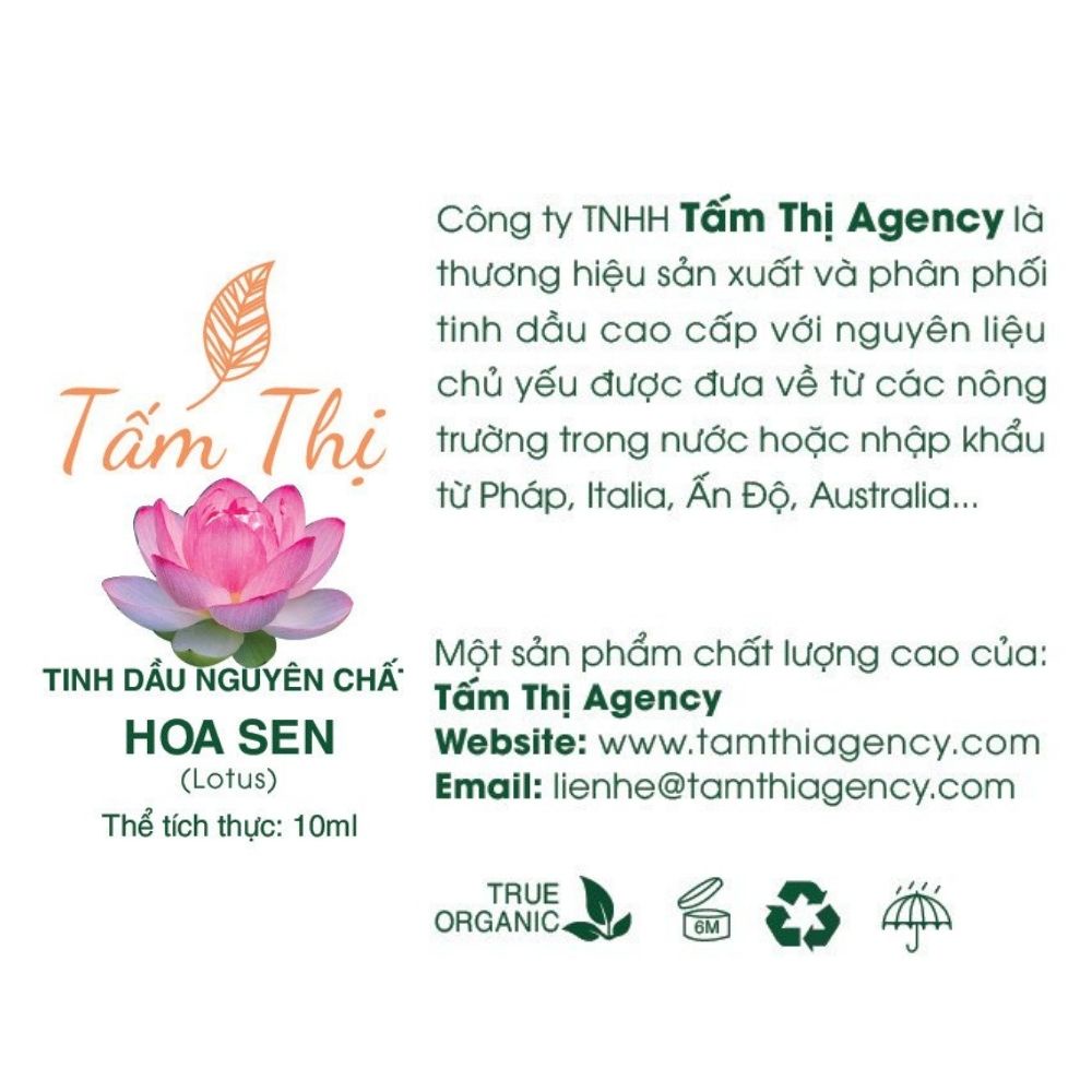 Tinh Dầu Hoa Sen Tấm Thị Tinh Dầu Thiên Nhiên Nguyên Chất 100% Lọ 10ml Giúp Phòng Thơm Mát Đuổi Muỗi Và Côn Trùng