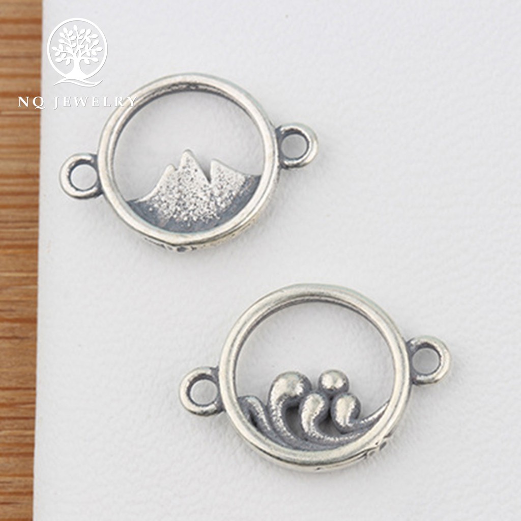 Charm bạc khóa liên kết họa tiết núi và biển - NQ Jewelry