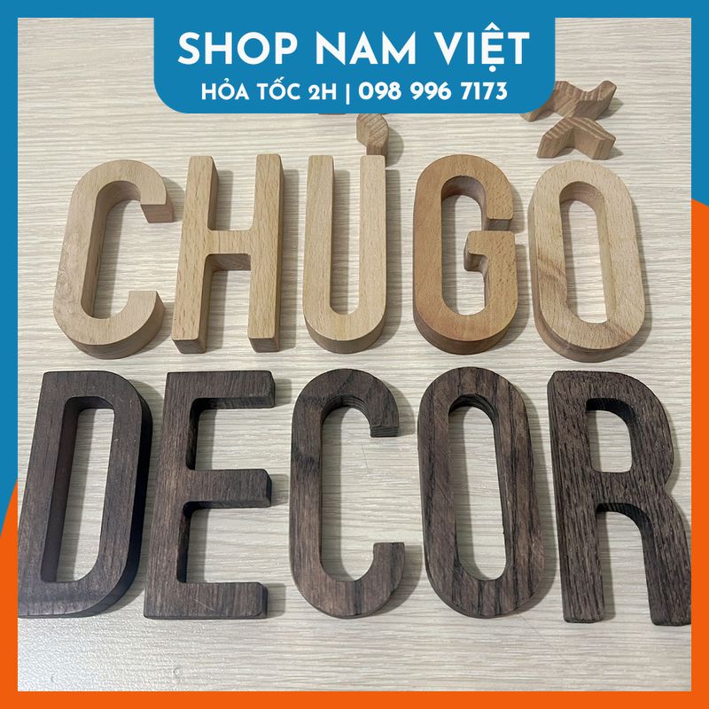 Chữ Gỗ Trang Trí, Chữ Gỗ Tự Nhiên Decor Văn Phòng, Cửa Hàng  - Đủ Chữ và Dấu