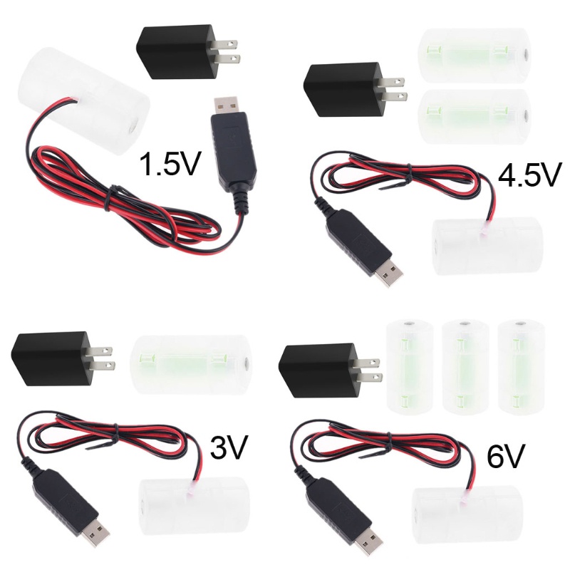 Dây Cáp Nguồn USB LR20 D Thay Thế 1-4x Cho Radio Đồ Chơi Đồng Hồ Điện US Plu