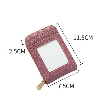 Ví da nhỏ gọn nhiều ngăn đựng thẻ và tiền xu cho nữ