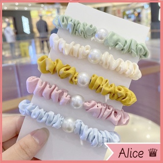 Dây Cột Tóc Cao Su Đính Hạt Ngọc Trai Phong Cách Hàn Quốc buộc tóc nhỏ Vòng tóc đàn hồi cao