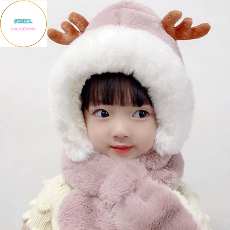 Mũ Len Cho Bé Trai và Gái Nón Kèm Khăn Phong Cách Hàn Quốc Rất Cute