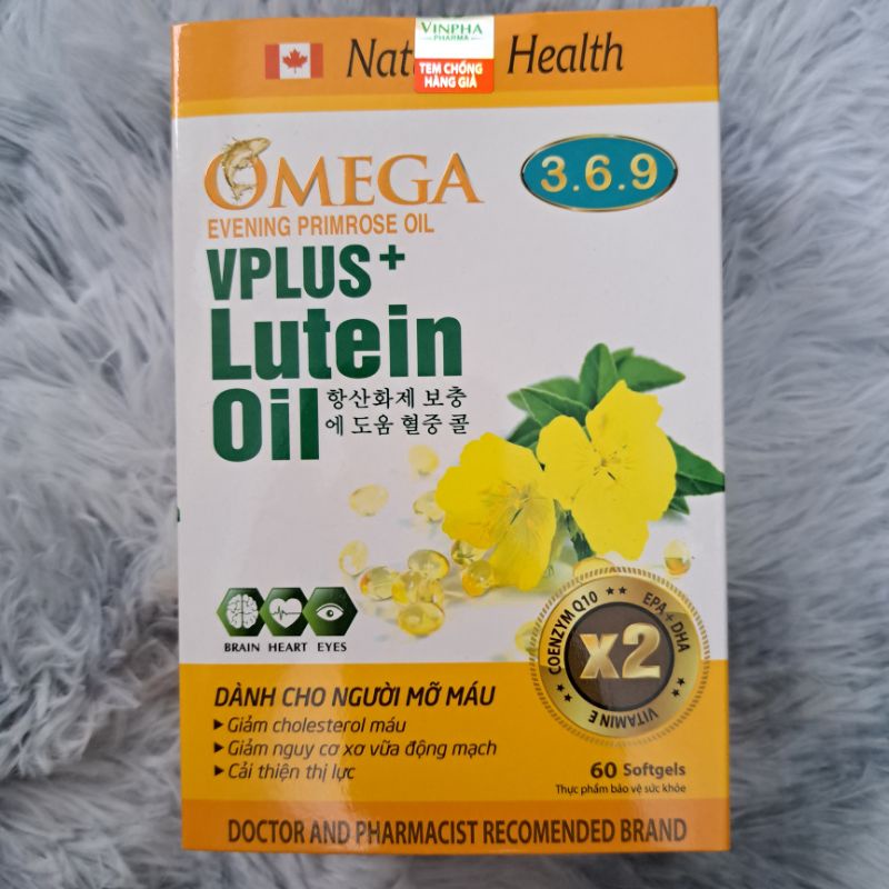 Viên sáng mắt OMEGA 369 VPLUS+ Lutein Oil - Chống oxy hóa, giảm nguy cơ xơ vữa động mạch_Hộp 60 viên
