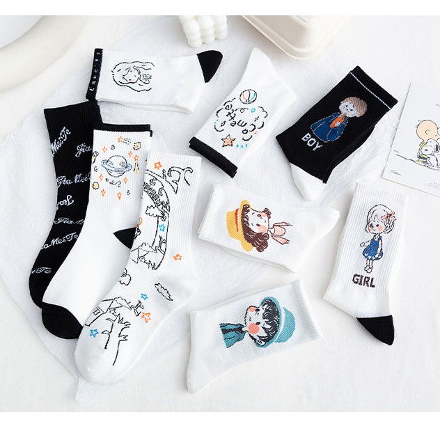 Tất vớ cổ cao Hàn Quốc siêu đáng yêu⚡️ 𝐅𝐑𝐄𝐄 𝐒𝐇𝐈𝐏 ⚡️- Mẫu mã đa dạng, chất cotton mềm mịn  - [THA HỒ CHỌN MẪU] Mã TX17