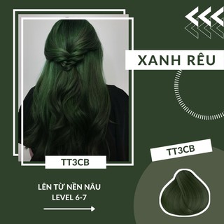[SIÊU SALE] [GIÁ SỐC] [HOT] Thuốc nhuộm tóc XANH RÊU của TT3CB lên từ nền nâu, không cần tẩy tóc