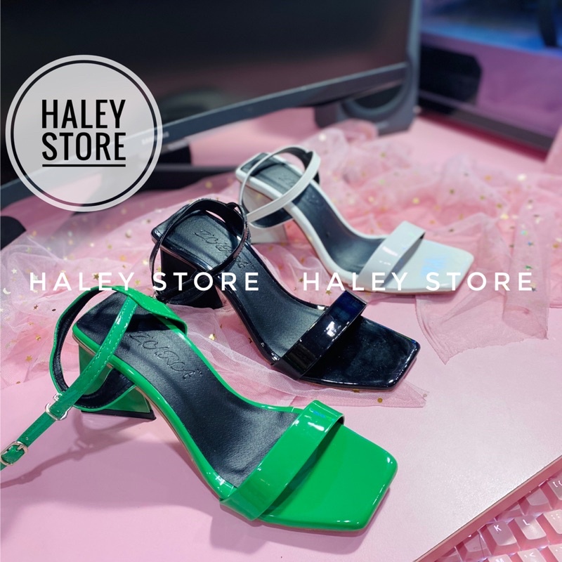 Giày guốc sandal nữ cao gót tam giác HALEY STORE quai ngang mũi vuông thời trang mới nhiều màu rẻ bền đẹp đi chơi