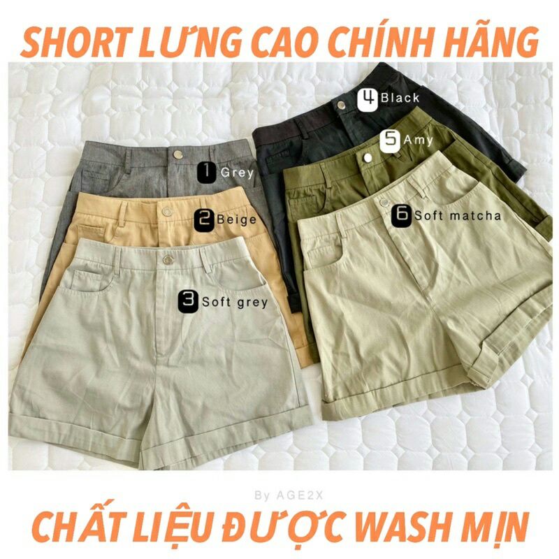 Quần Short Kaki Nữ Lưng Cao Ống Rộng VNXK Chính Hãng Hiệu AGE2X Mới 2022(6 Màu).