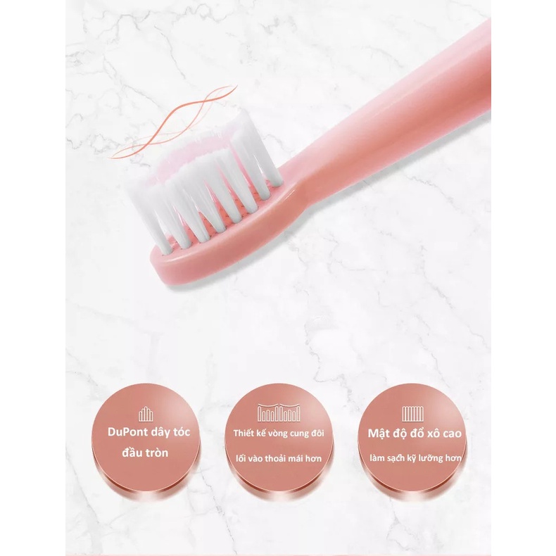 Bàn chải đánh răng điện siêu âm（Miễn phí 4 đầu bàn chải đánh răng）Hoàn toàn tự động chuyển đổi 6 chế độ  rung tần số cao