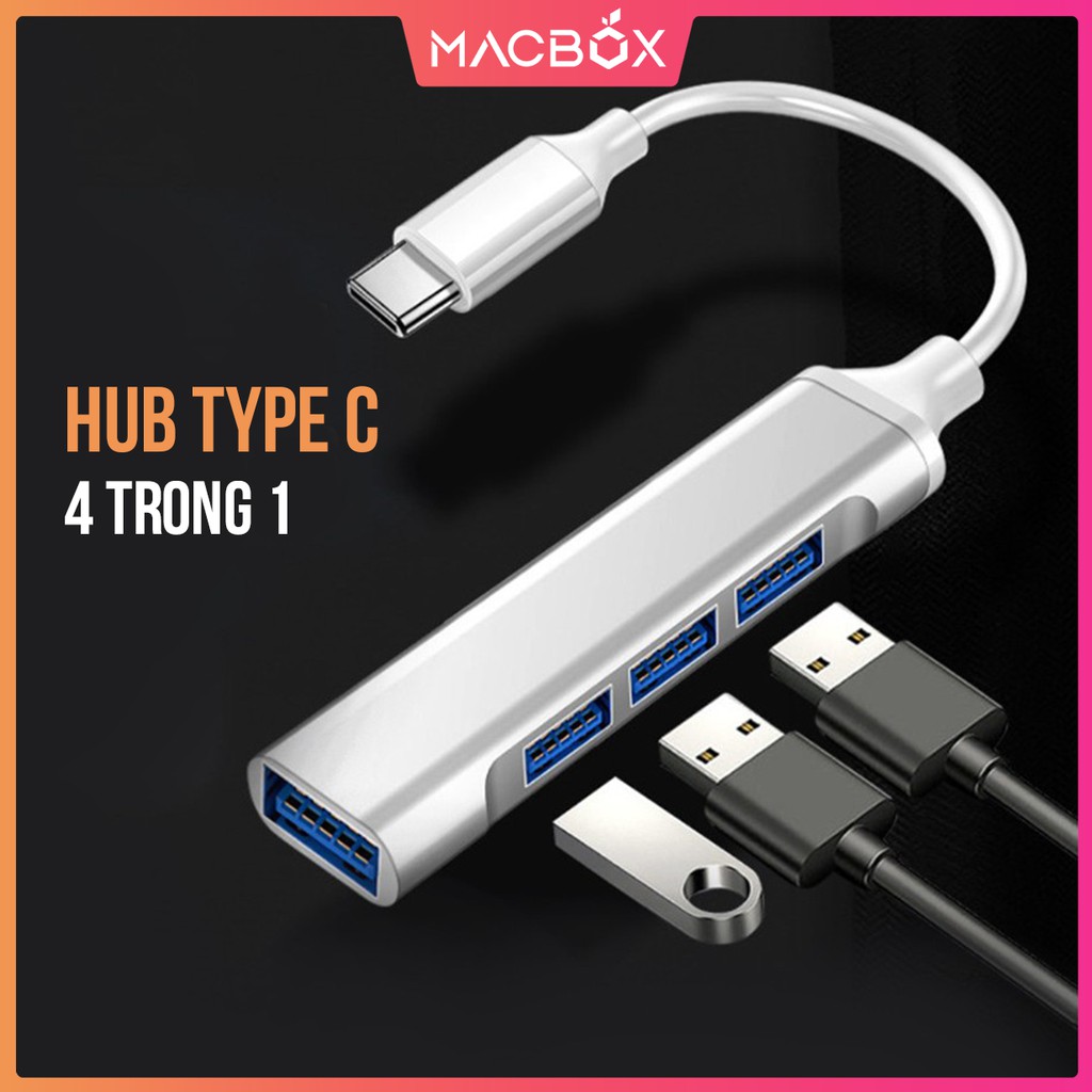 Bộ chia cổng Hub Type-C /  Hub USB 4 trong 1 cho Laptop / Macbook, Điện thoại, iPad