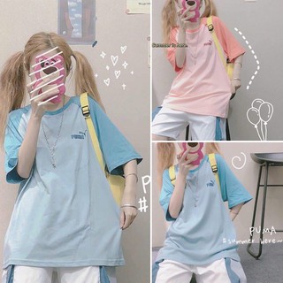 Áo thun tay lỡ P.u.M.a dáng suông unisex  phom rông mặc đôi nam nữ hàng có size chất thun dày dặn co giãn C324