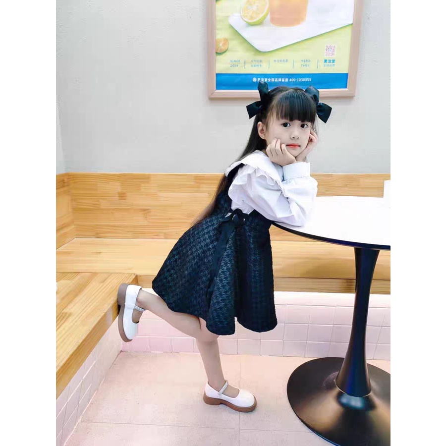 Giày công chúa đế bằng cho bé gái- giày búp bê phong cách vintage cho bé quai đính đá sang chảnh đế mềm êm chân (2 mã)