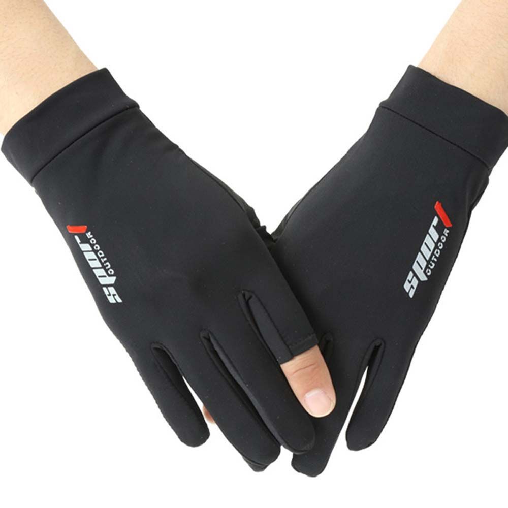 Găng tay lái xe mô tô chống nắng/ tia UV vải lụa lạnh mỏng thoáng khí bảo vệ màn hình cảm ứng nhiều màu