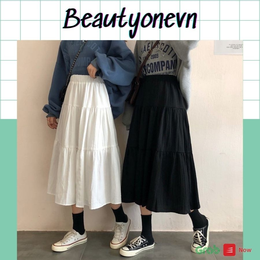 Chân váy dài, Chân váy xếp ly 3 tầng Ulzzang-siêu cute, cá tính
