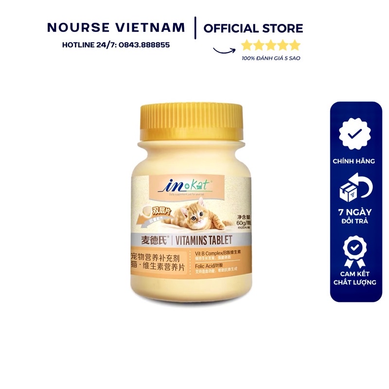 Vitamin cho mèo InKat với tổ hợp Vitamin B và Folic Acid tăng cường ăn uống tăng cân IN01
