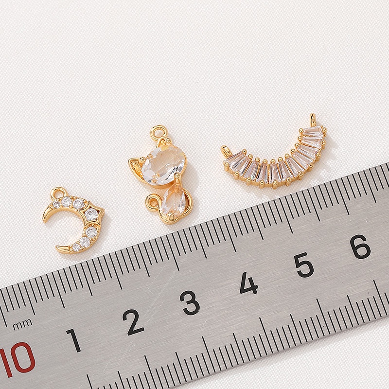 Mặt Dây Chuyền Mạ Vàng 18K Hình Mèo Đính Đá Zircon Nhiều Màu Sắc Sang Trọng diy