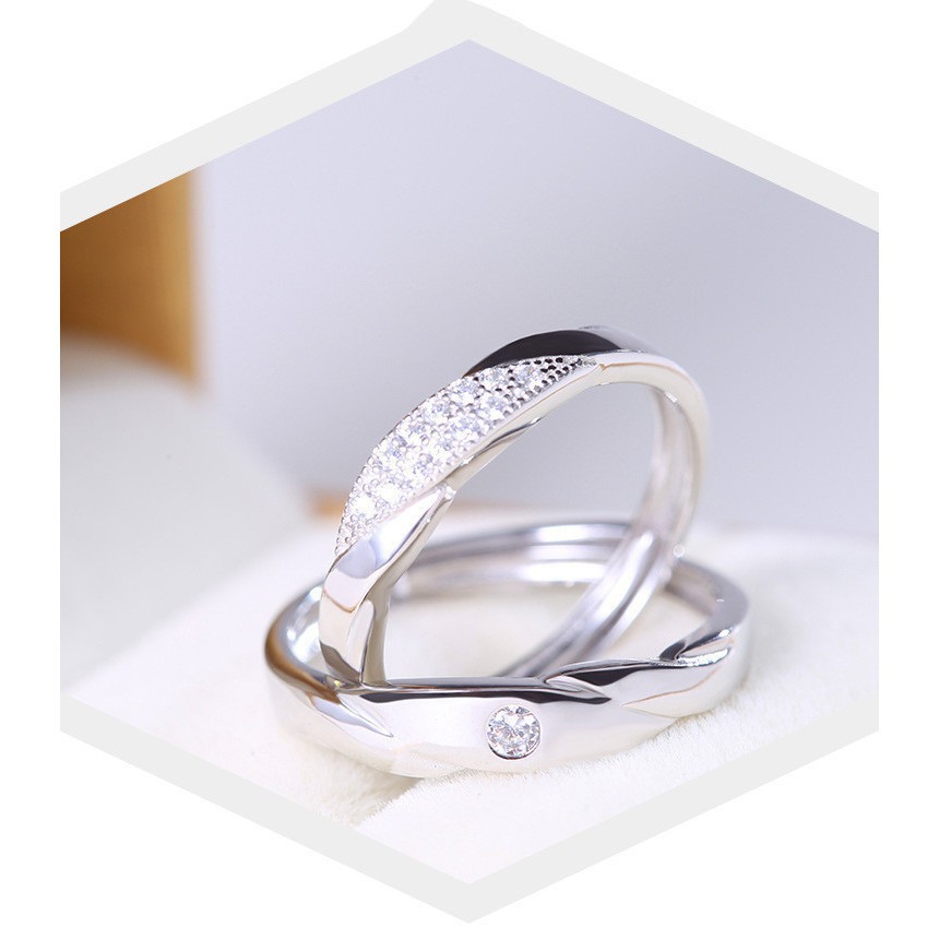 Bộ nhẫn cưới uốn lượn Vòng đeo nhẫn lãng mạn cho cặp đôi Nhẫn tình yêu Trang sức thời trang
