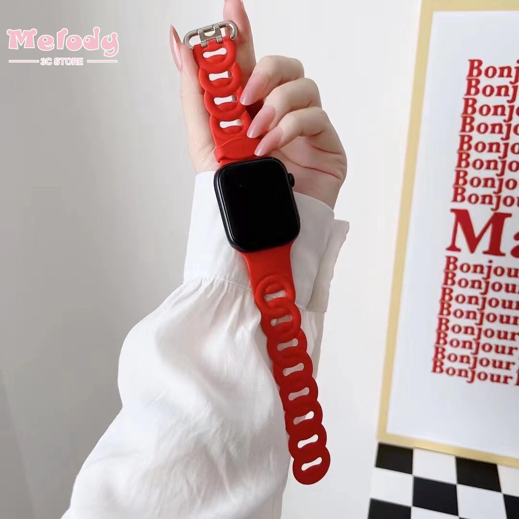 Dây Đeo Silicone Mềm Cho Đồng Hồ Thông Minh Apple Watch Series 7/6/SE/5/4 iwatch 45/44/42/41/40/38mm