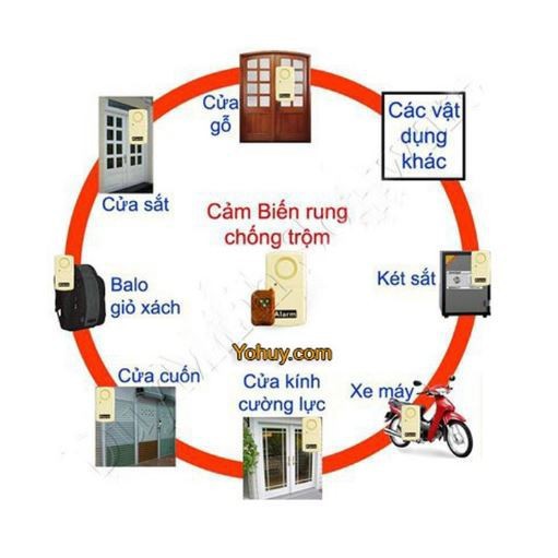 Báo động chống trộm cảm biến rung có điều khiển từ xa, dùng để báo trộm nhà cửa, xe máy, tìm xe trong bãi - Tặng kèm pin