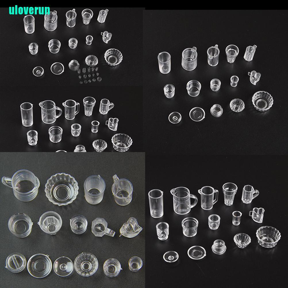 Set 15 Ly Uống Nước Trong Suốt Trang Trí Nhà Búp Bê